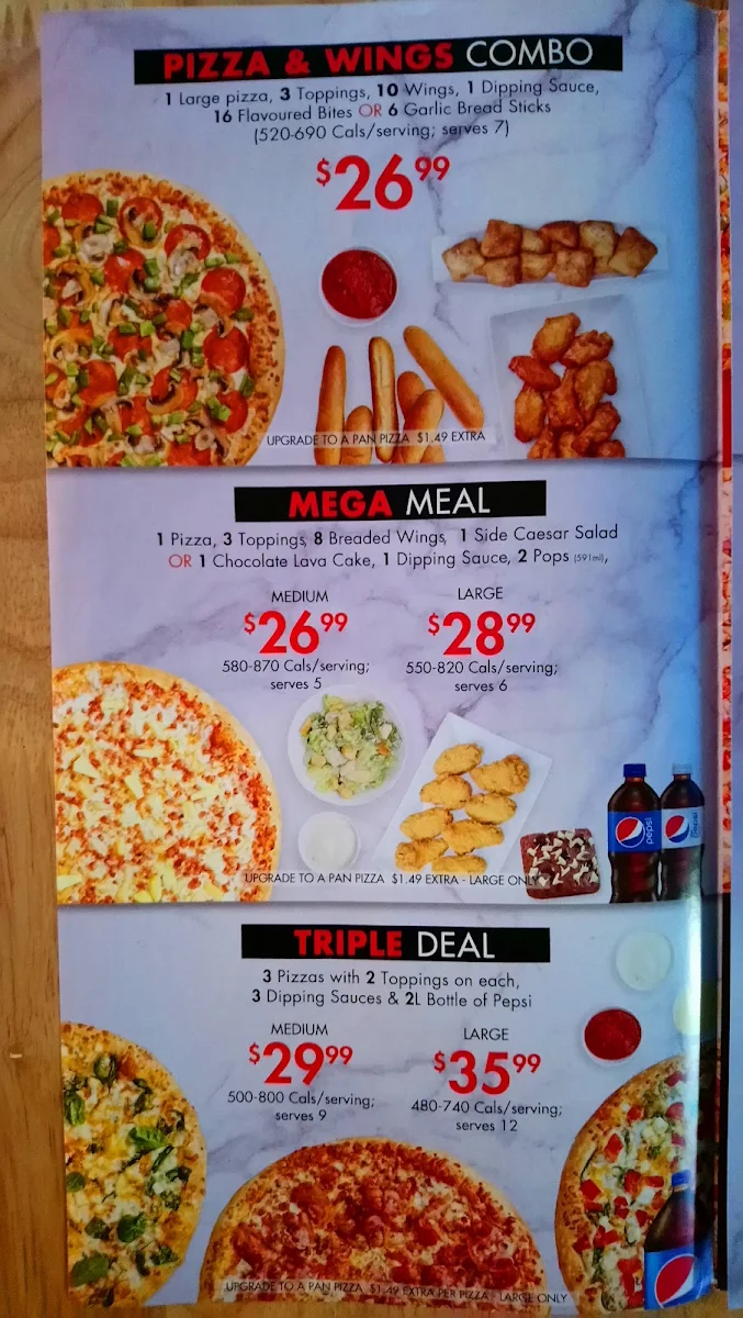 Menu, Gino's Pizza - Hamilton Downtown