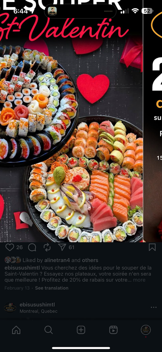 Menu, Ebisu Sushi