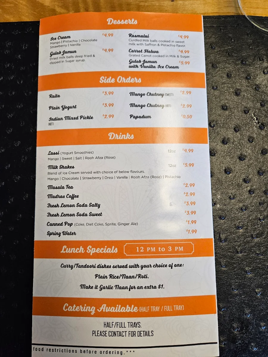 Menu, Aroma of India - Authentic Indian, Indo-Hakka & Nepali Cuisine