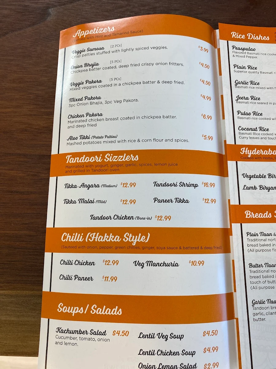 Menu, Aroma of India - Authentic Indian, Indo-Hakka & Nepali Cuisine