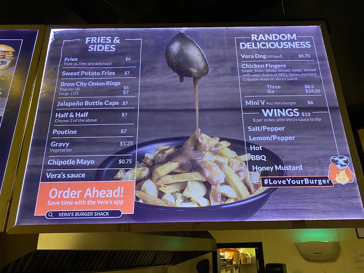Menu, Vera's Burger Shack
