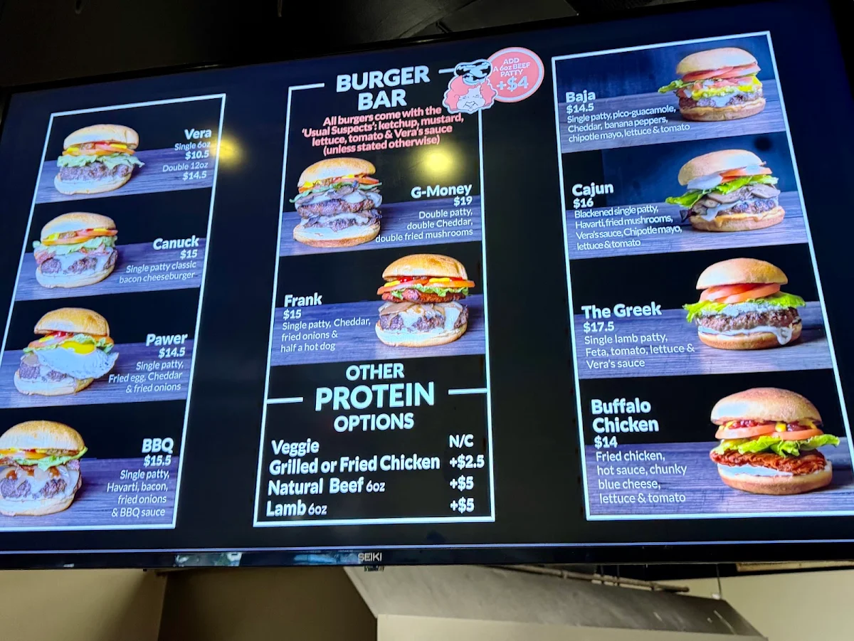 Menu, Vera's Burger Shack