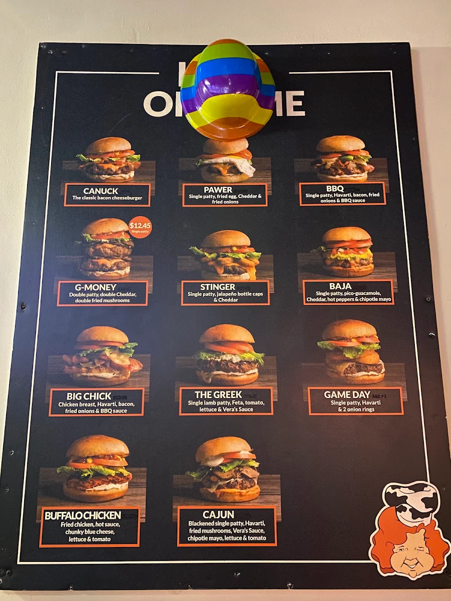 Menu, Vera's Burger Shack