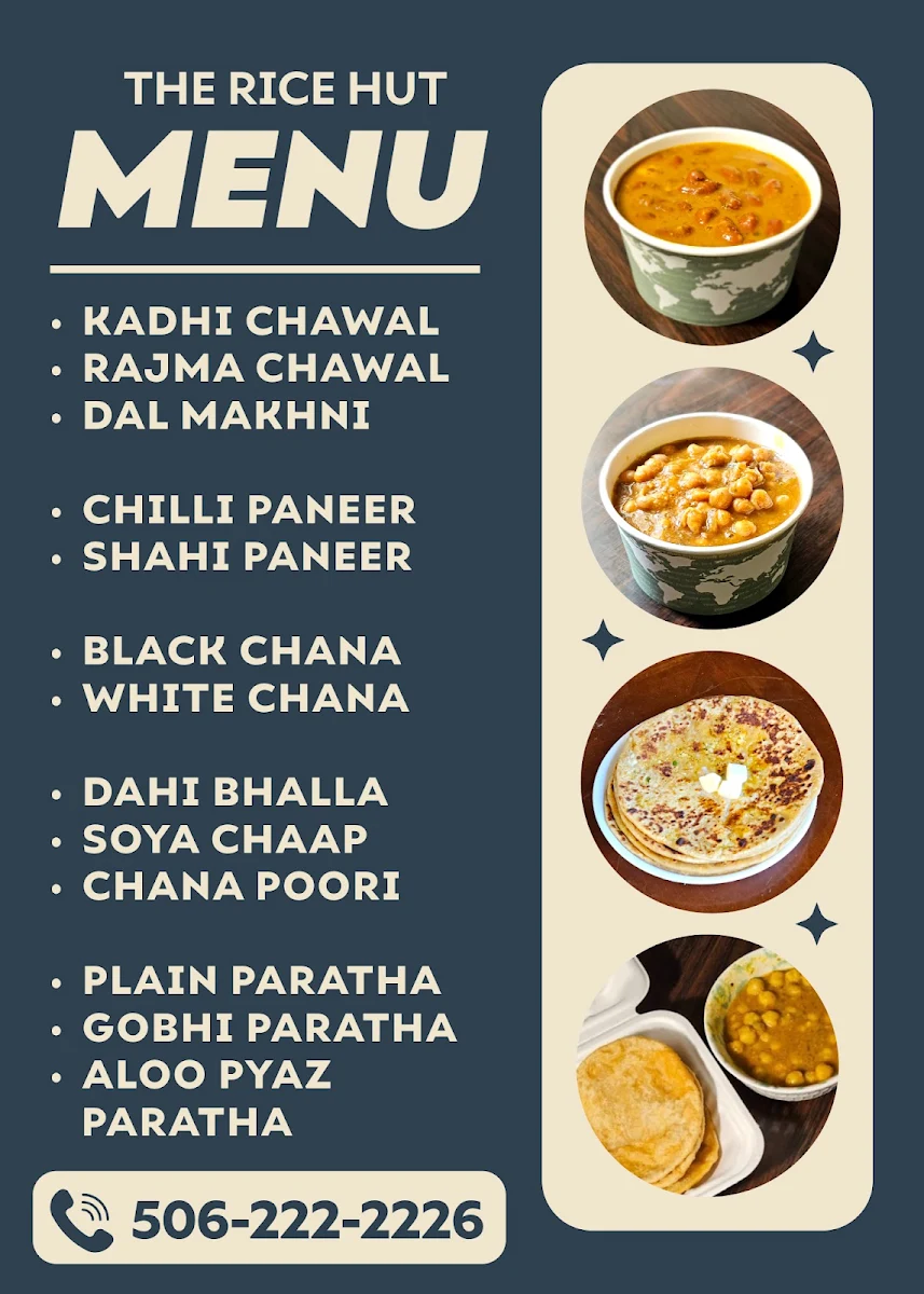 Menu, The Rice Hut