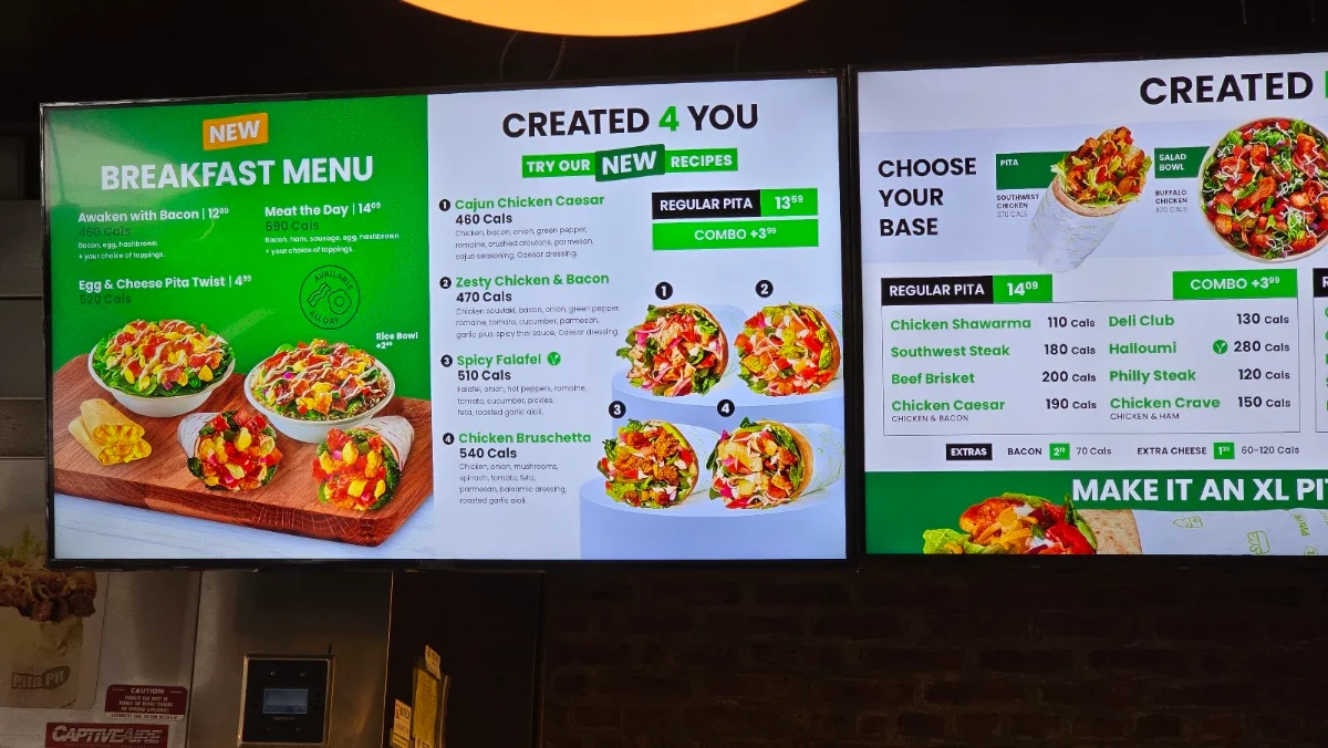Menu, Pita Pit