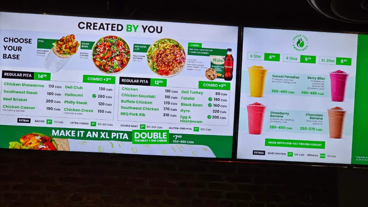 Menu, Pita Pit
