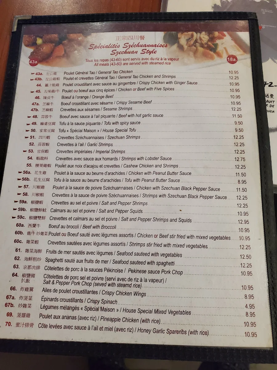 Menu, Restaurant Delicieux