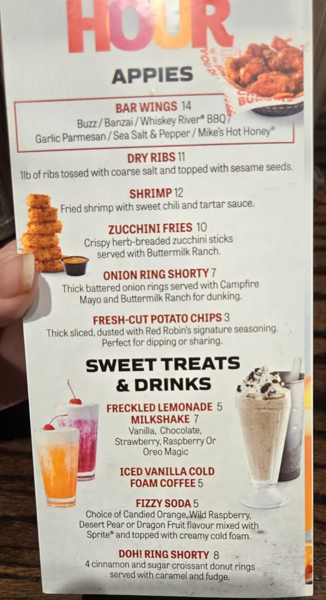 Menu, Red Robin Gourmet Burgers and Brews