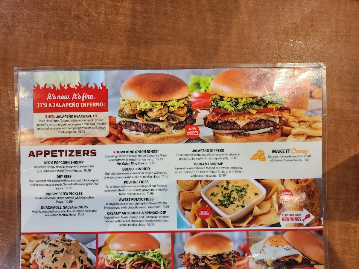 Menu, Red Robin Gourmet Burgers and Brews