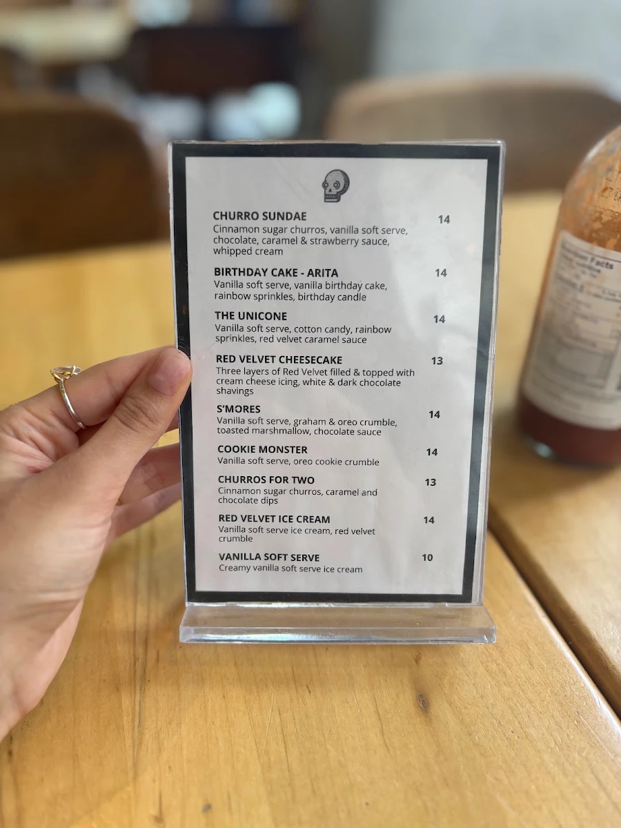Menu, Camino Taco