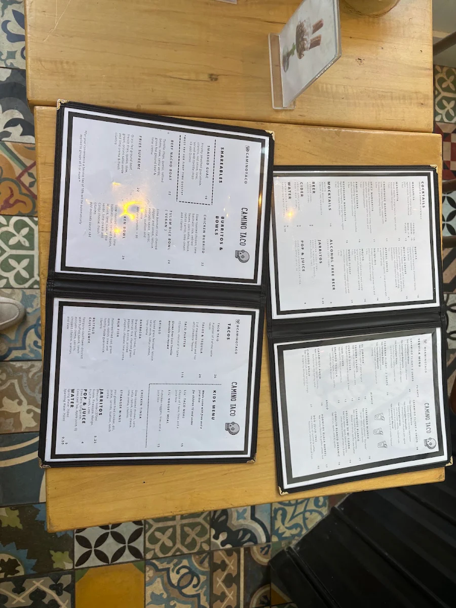 Menu, Camino Taco