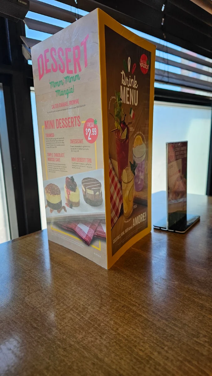 Menu, East Side Mario's