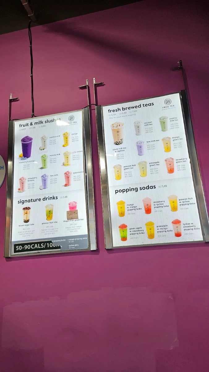 Menu, Yogurty's Frozen Yogurt and Bubble Tea