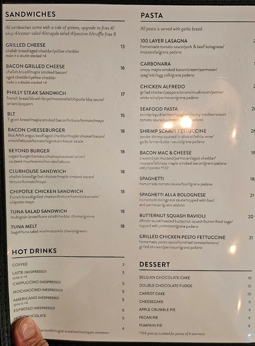 Menu, T.O. Dickens Restaurant