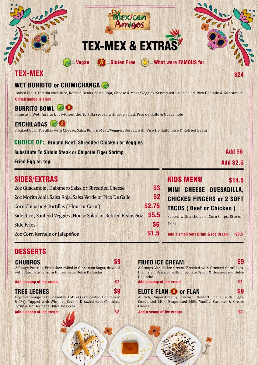 Menu, MEXICAN AMIGOS - Dine In | Take Out | Delivery | Catering | Private Events