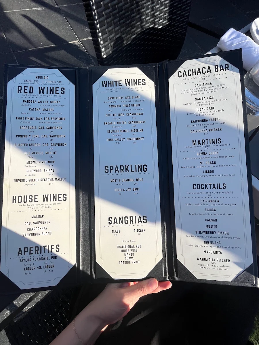 Menu, Rio Brazilian Steakhouse