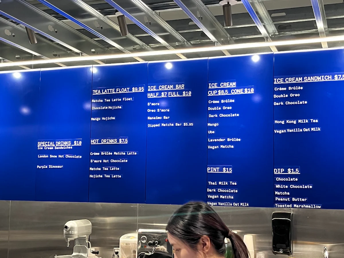 Menu, Mister Artisan Ice Cream