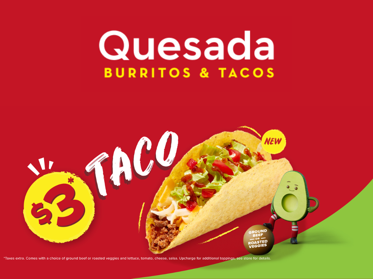 Menu, Quesada Burritos & Tacos