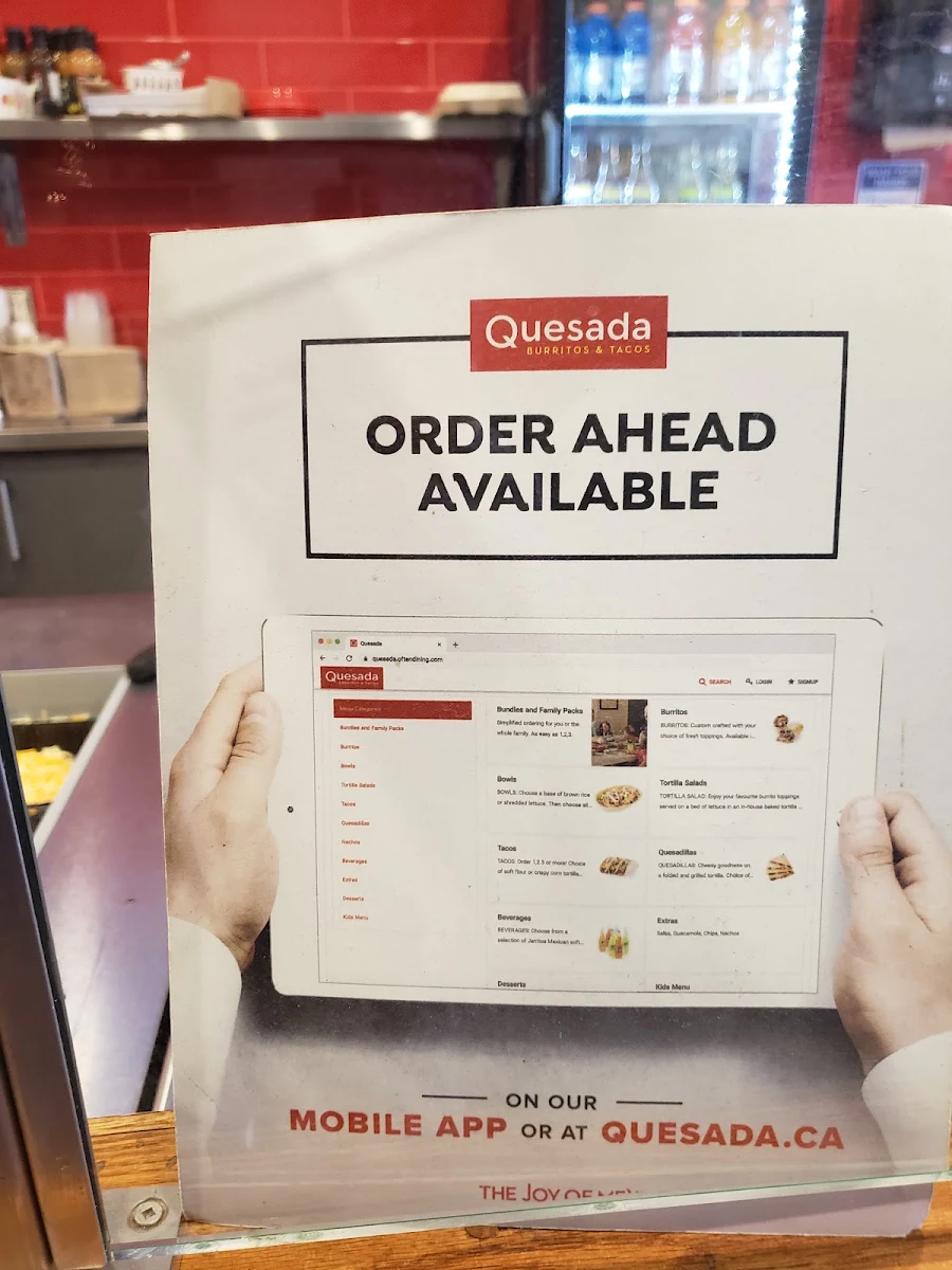 Menu, Quesada Burritos & Tacos