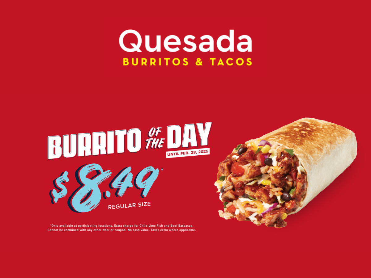 Menu, Quesada Burritos & Tacos