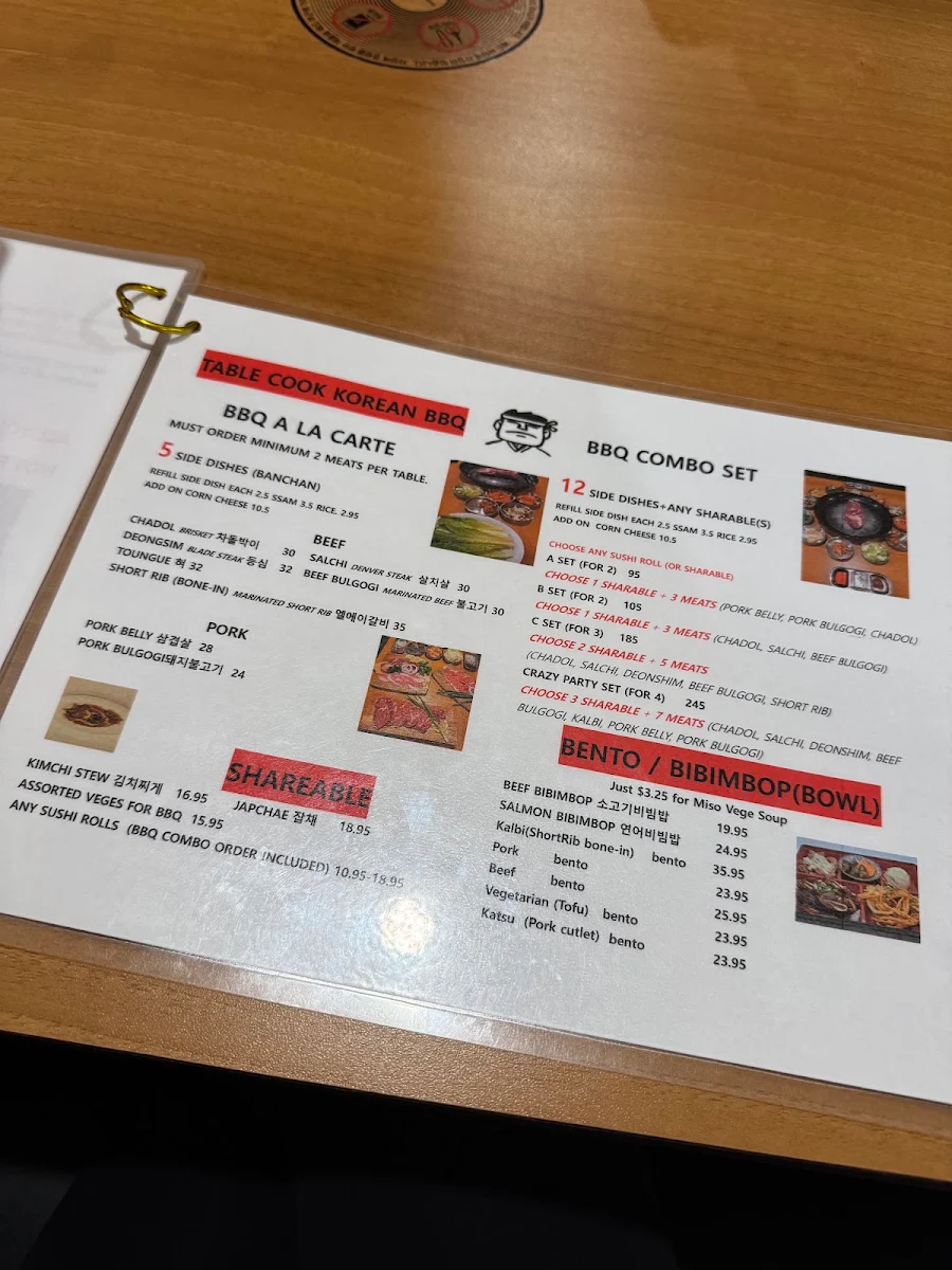 Menu, ORENO KOREAN BBQ, HOT POT & SUSHI