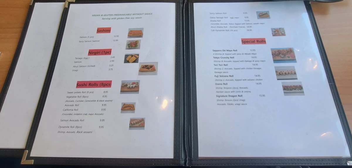 Menu, ORENO KOREAN BBQ, HOT POT & SUSHI