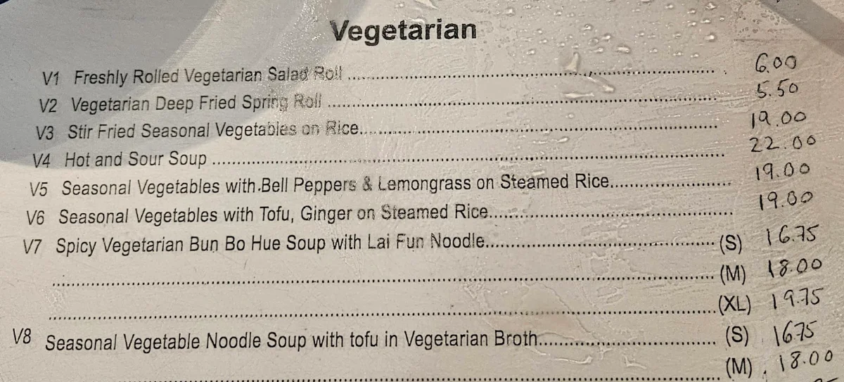 Menu, Pho Lan Beef Noodle Soup Restaurant