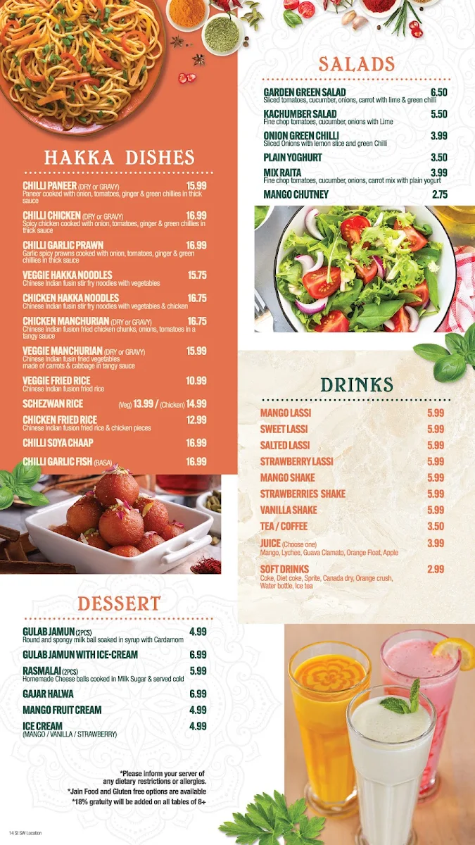 Menu, TASTE OF INDIA | Indian Cuisine