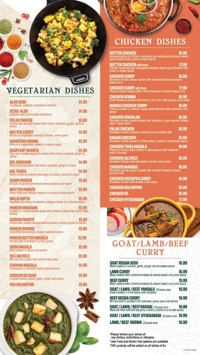 Menu, TASTE OF INDIA | Indian Cuisine