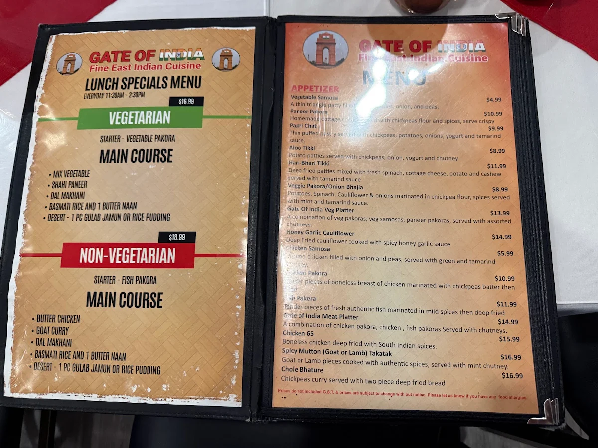 Menu, TASTE OF INDIA | Indian Cuisine