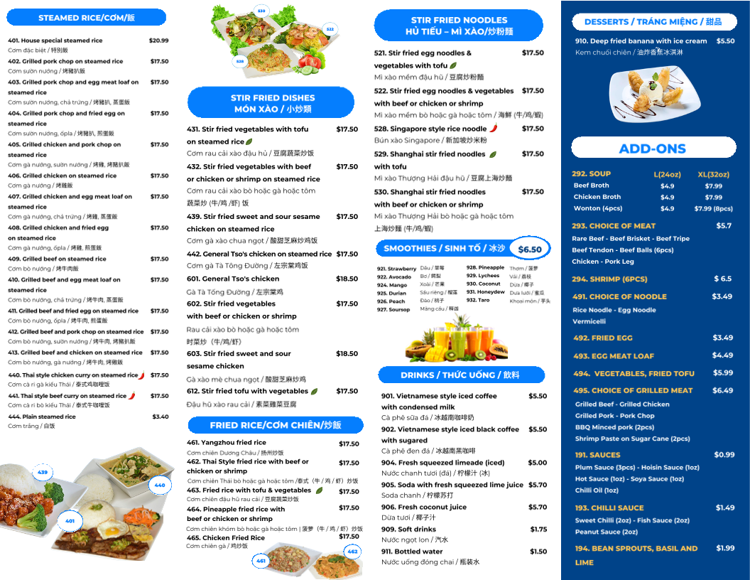 Menu, Pho Quan
