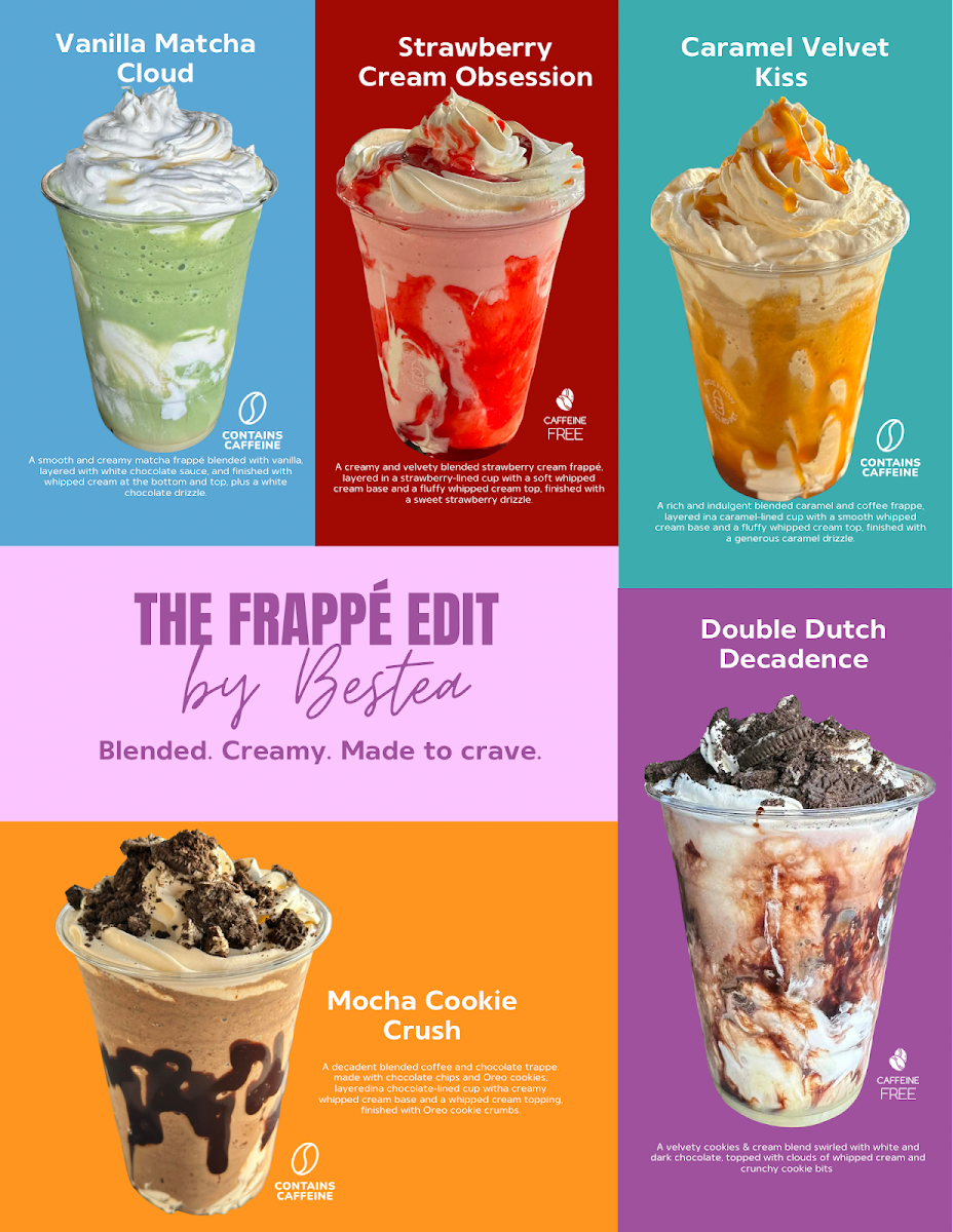 Menu, Bestea Bubble Tea Shop