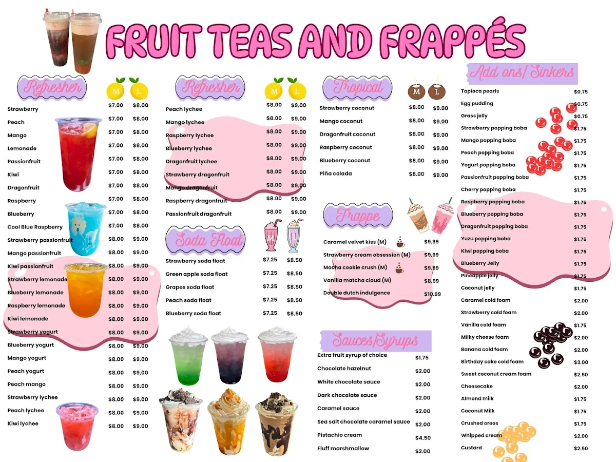 Menu, Bestea Bubble Tea Shop