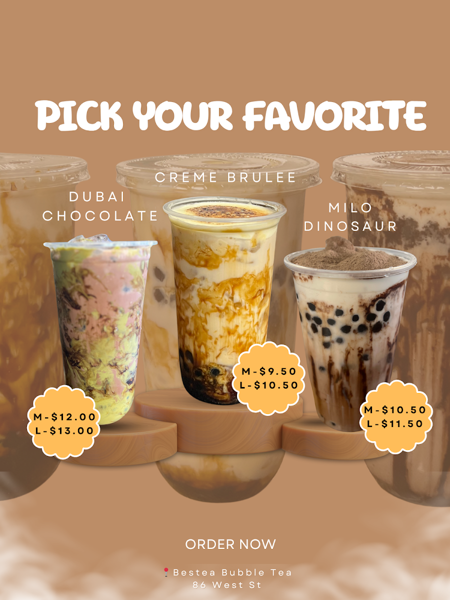 Menu, Bestea Bubble Tea Shop