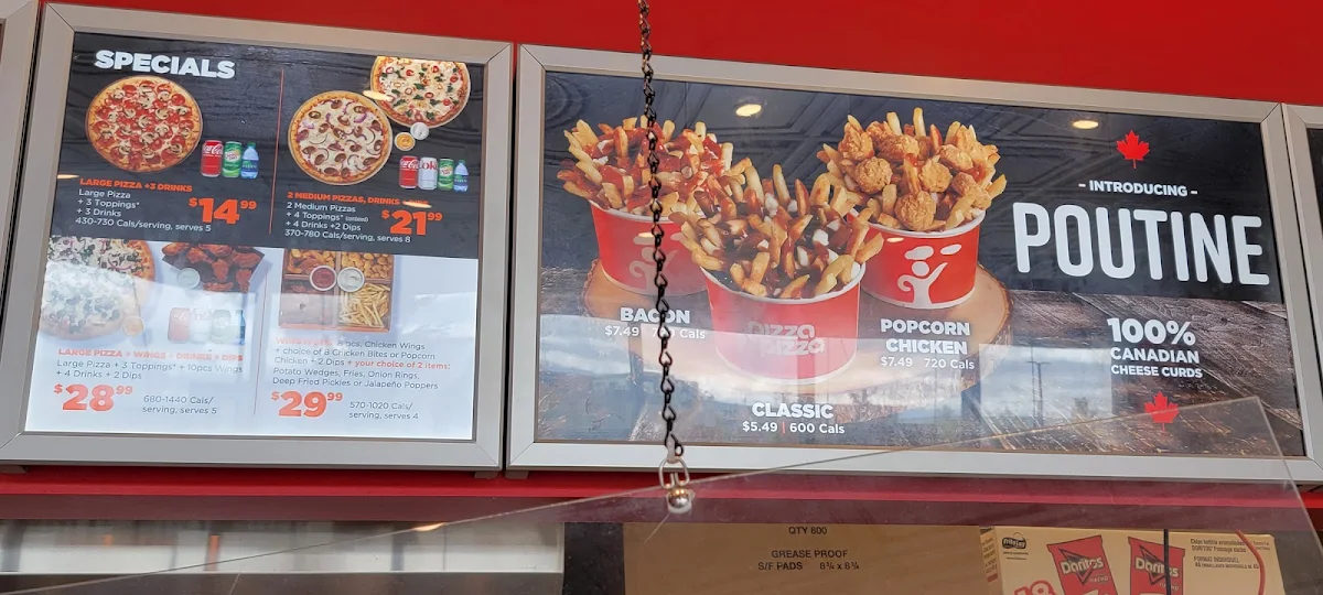Menu, Pizza Pizza