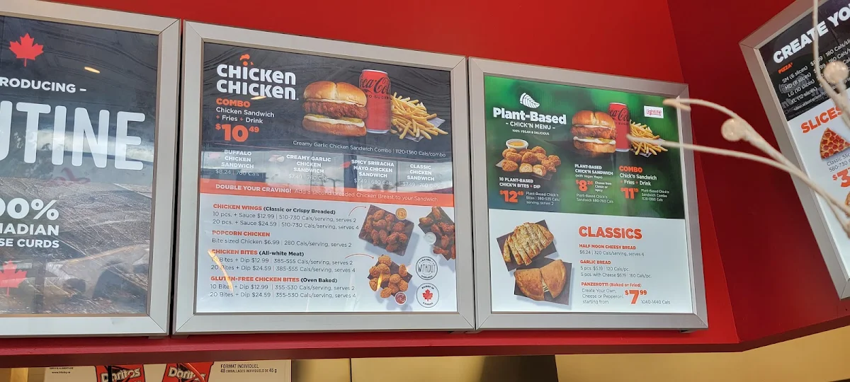 Menu, Pizza Pizza