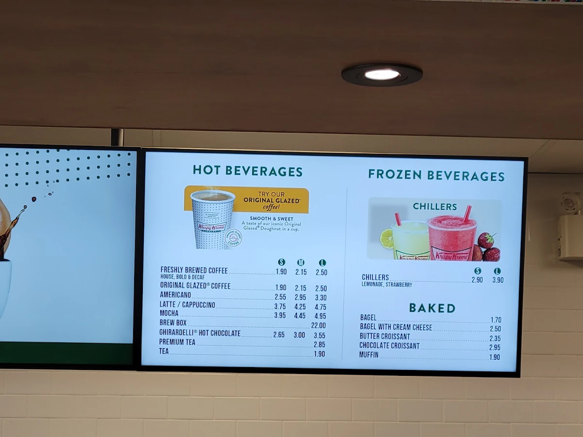 Menu, Krispy Kreme Café