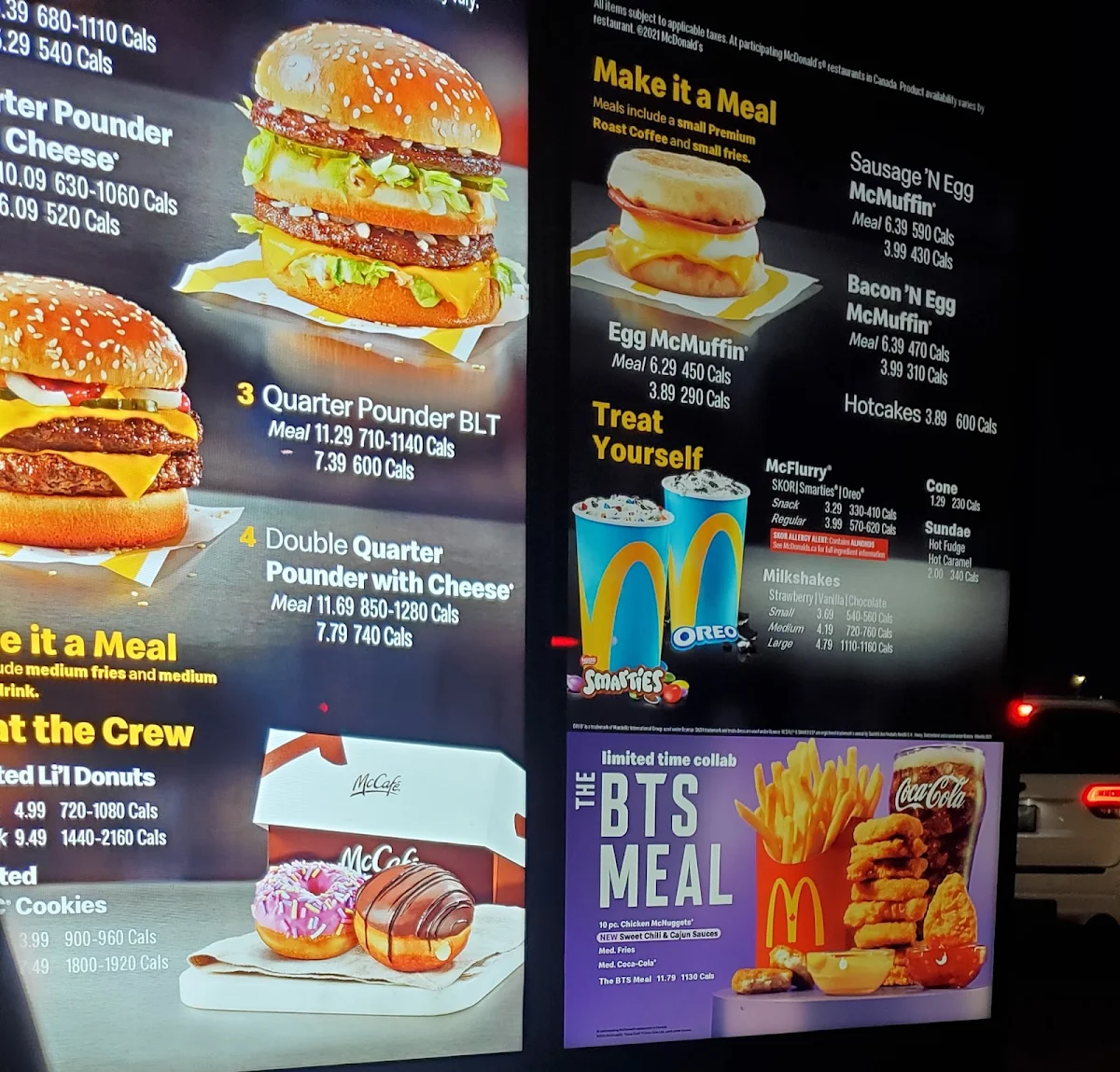 Menu, McDonald's