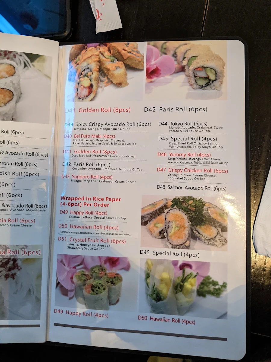 Menu, Hokkaido Sushi