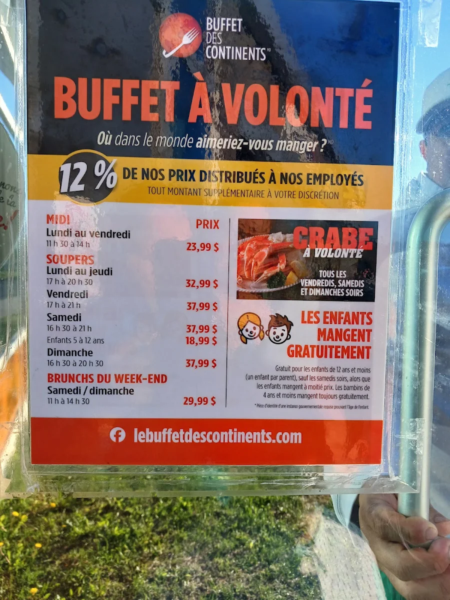 Menu, Buffet des Continents