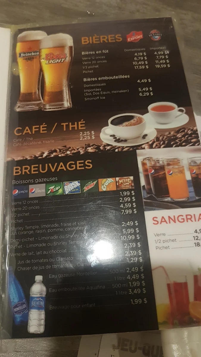 Menu, Buffet des Continents