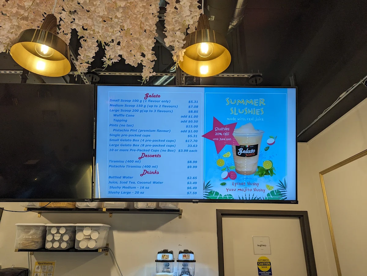 Menu, Gelato North