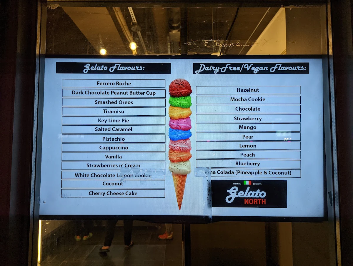Menu, Gelato North