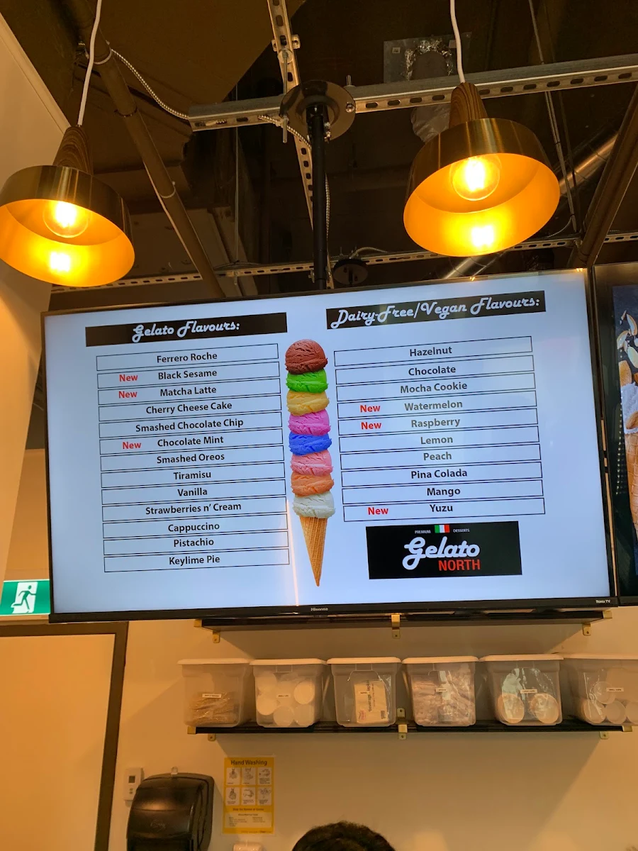 Menu, Gelato North