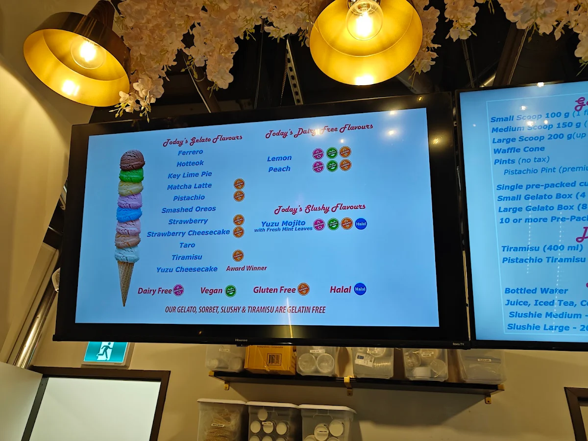 Menu, Gelato North