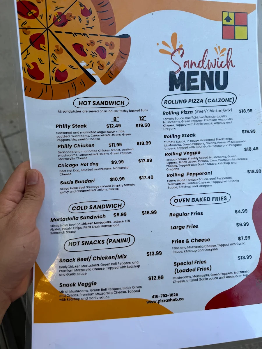 Menu, Pizza Shab