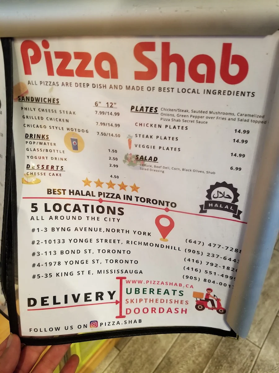 Menu, Pizza Shab