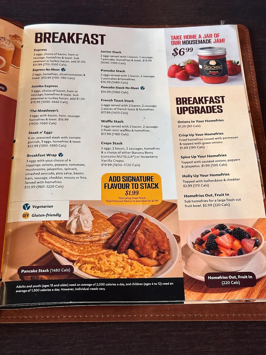 Menu, Stacked Pancake & Breakfast House