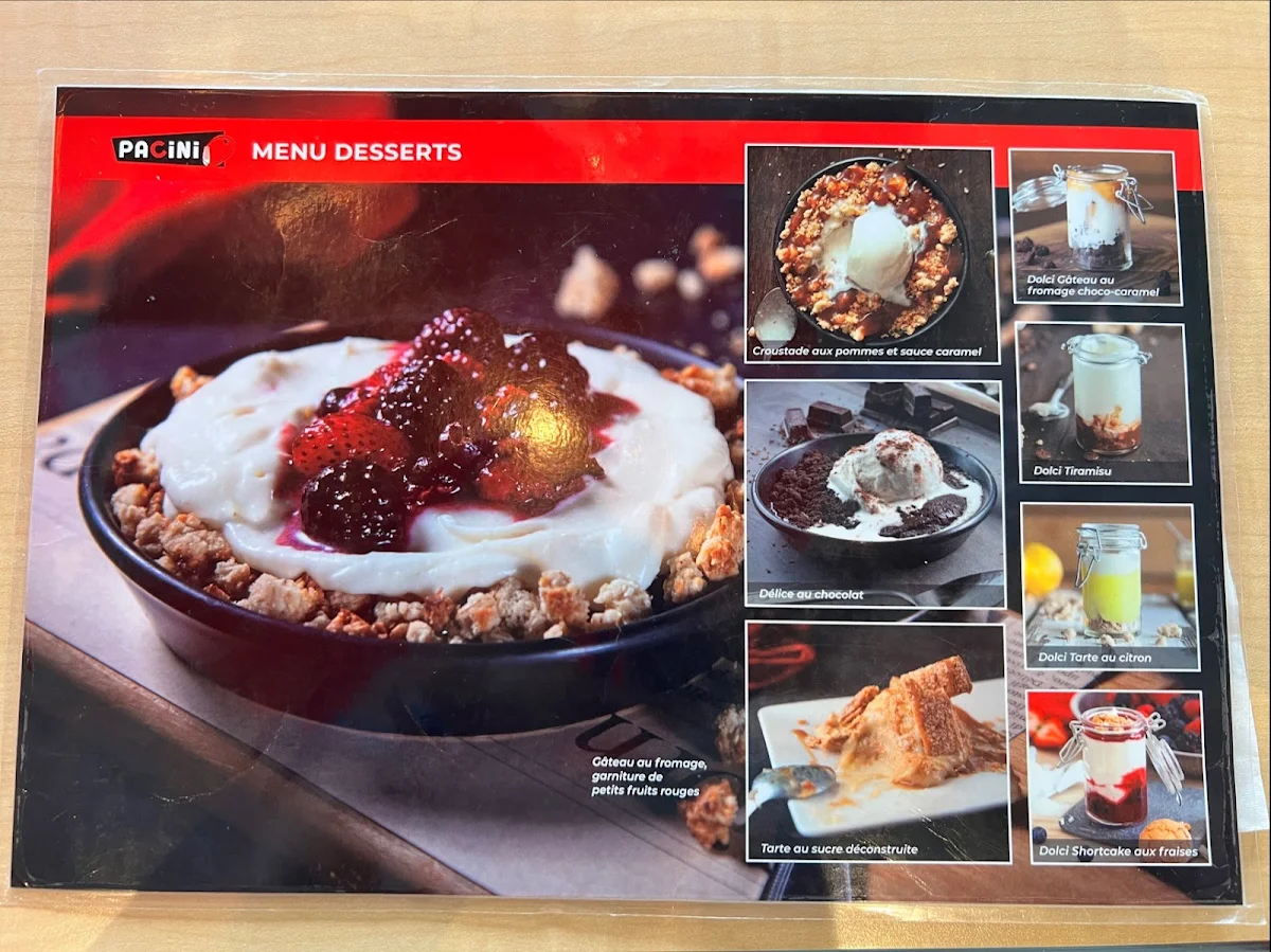 Menu, Pacini Hull