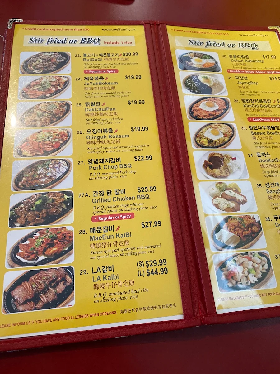 Menu, The Famous Owl of Minerva